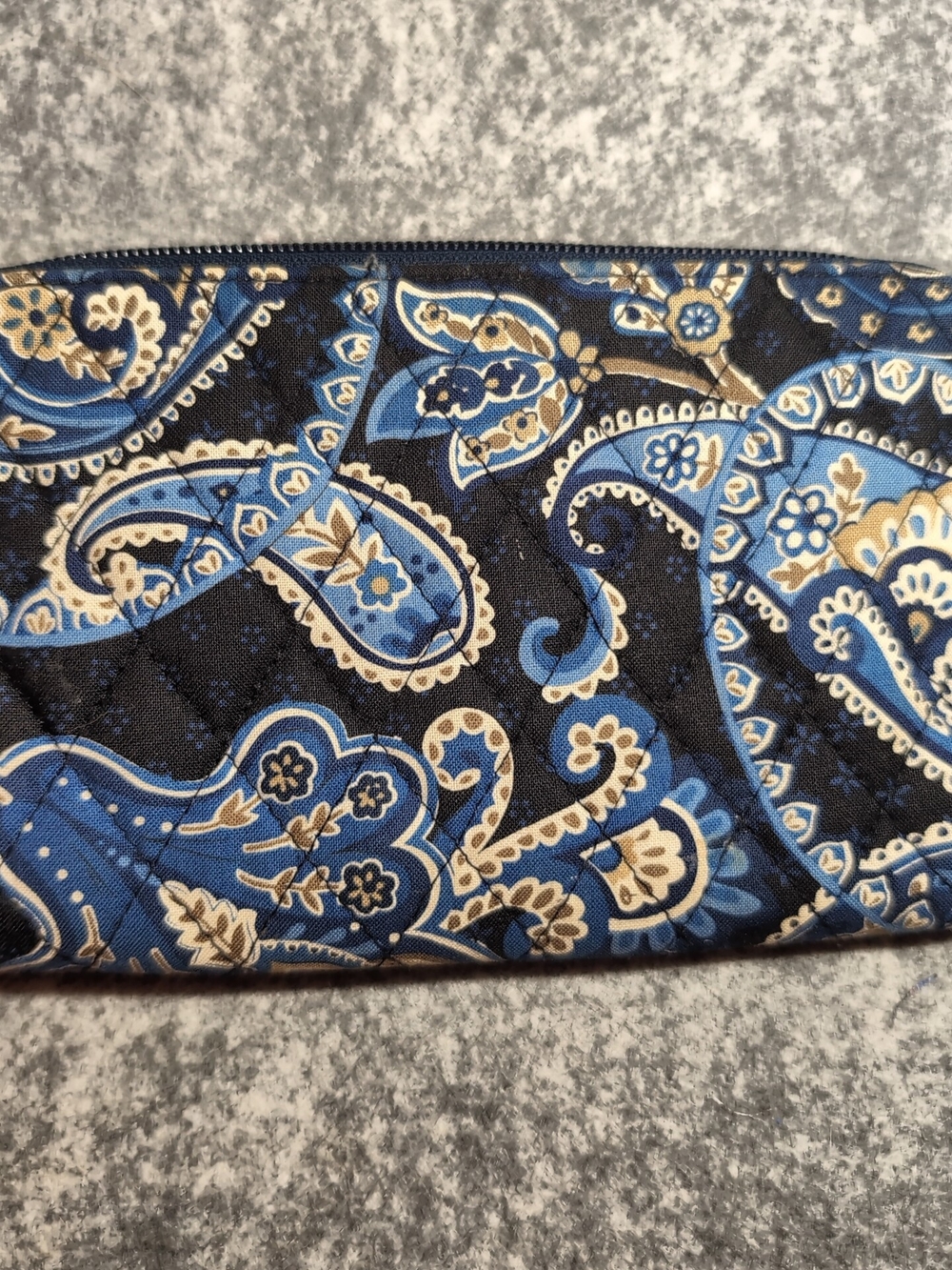 Vera Bradley Quilted Paisley Zip Pouch - Blue & Cream